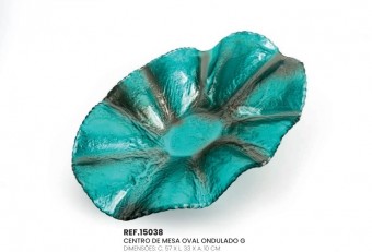 15038 centro de mesa oval ondulado g - turquesa
