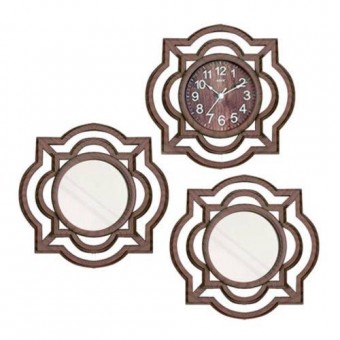 XYM3068Y RELOGIO DE PAREDE C/ 2 ESPELHOS SORTIDOS 25 CM