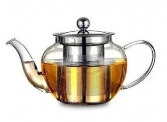 VDA15004 CHALEIRA VIDRO  C/INFUSOR INOX 600ML