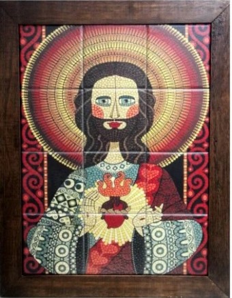 3093AM-027 QUADRO AZULEJO JESUS 30x20cm