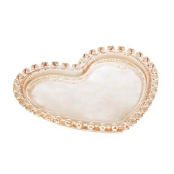 1747 prato sobremesa cristal de chumbo coracao ambar metalizado 18x15,5x2cm