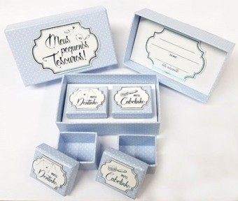 CRLP02 CAIXA RIGIDA PEQUENA PEQUENOS TESOUROS AZUL 10X17X7