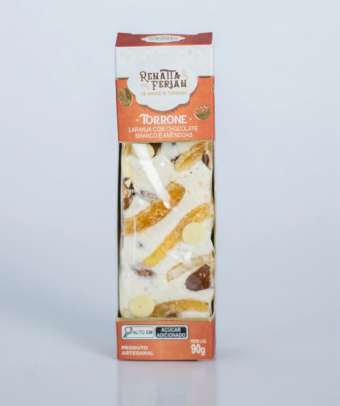 Torrone Premium de Laranja com Chocolate Branco 90g
