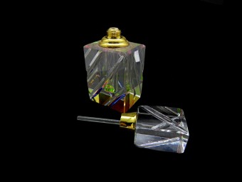 06y527 Perfumeiro Cristal Espelhado C/tampa Quadrada