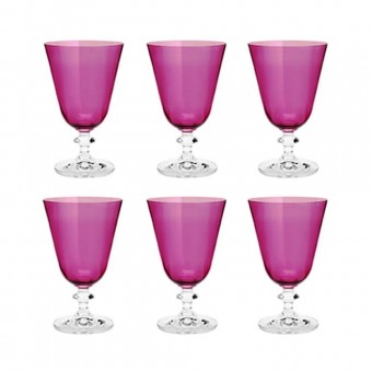 35326 CJ 6 TACAS CRISTAL ECOLOGICO (LIVRE DE CHUMBO) P/VINHO BELLA AMETISTA 350ml