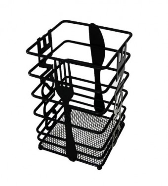 AG3170 ESCORREDOR DE TALHERES DE INOX QUADRADO PRETO