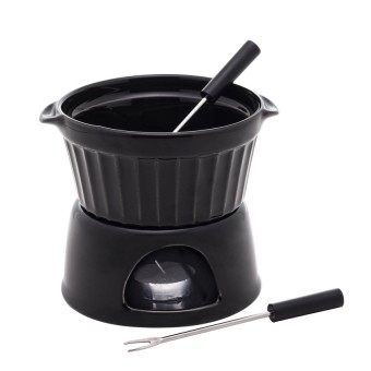 2823 APARELHO DE FONDUE DE PORCELANA 4PC CLASSIC PRETO 400ml