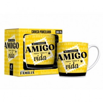 14117 CANECA PORCELANA URBAN 300ML FAMILIA - AMIGO PARA VIDA