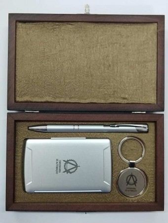 72975 KIT CANETA/CHAVEIRO/CALCULADORA CX. MDF ENG. AUTOMAÇÃO