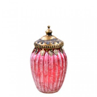 CG-004-020 POTICHE DECORATIVO DE VIDRO VERMELHO 14X8 CM