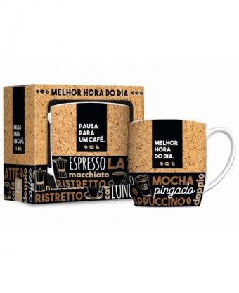 10390 CANECA PORCELANA URBAN 300ML - PAUSA PARA UM CAFE