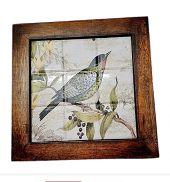 3094AP-059 QUADRO AZ. P- PASSAROS VERDES 1 20CMX20CM