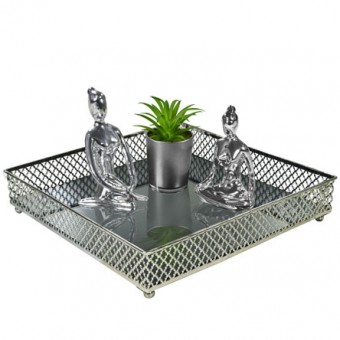 CG-009-101 BANDEJA METAL PRATA LAYERS ESPELHADA 25X05 CM