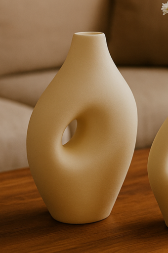 55931-269 VASO MINIMALISTA COM ALCA EM CERAMICA MANTEIGA