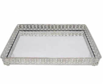 7173 BANDEJA ESPELHADA 26,5X19CM PRATA