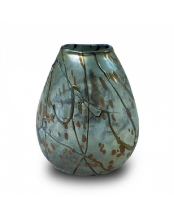 56 Vaso Decorativo Nakine Vidro Jateado Prateado 30X24X16