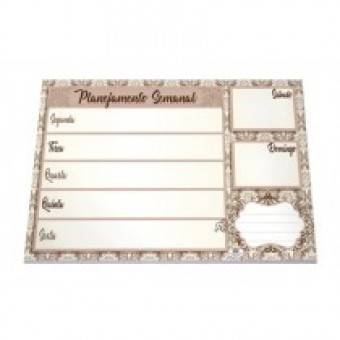 C158 PLANNER PLANEJAMENTO SEMANAL FLORAL MARROM 20,5X30,5