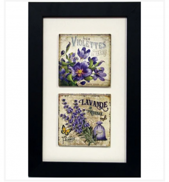 3002-010 QUADRO DEC 2 AZULEJOS LAVANDA 18,5X31,5CM