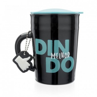 LI2178 CANECA COM TAMPA E CHAVEIRO MELHOR DINDO