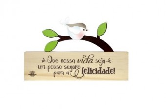 P19681 PLACA DE MESA CRU PÁSSARO QUE NOSSA VIDA SEJA UM POUCO SEGURO...13X21,5