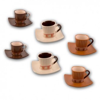 25436 CJ. 6 XICARAS E PIRES DE PORCELANA STRIPES 90ML