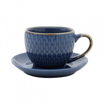 27610 CJ 4 XICARAS PORCELANA P/CAFE C/PIRES AZUL 90ML