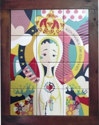 3093am-032 quadro azulejo n.senhora fatima 30cmx20cm