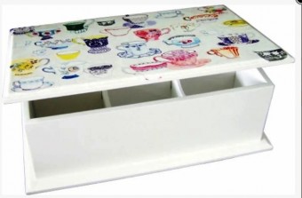 6004-001 cx chá 6 divisórias xícaras 16,5x26x9cm