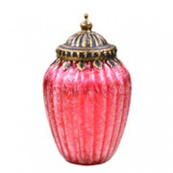 CG-004-026 POTICHE DECORATIVO DE VIDRO VERMELHO 17X11 CM