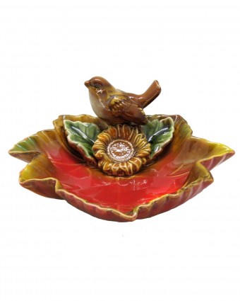 296816 Petiskeira Girassol Passarinho Porcelana