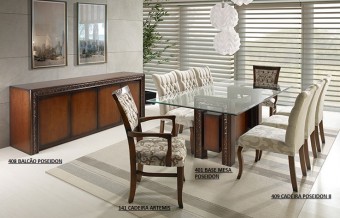 401 - BASE DE MESA POSEIDON S/ VIDRO  76cm (alt) x 100cm (larg) x 44cm (prof)