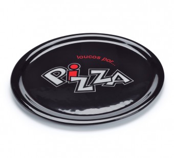 Prato pizza vidro decorglass preto