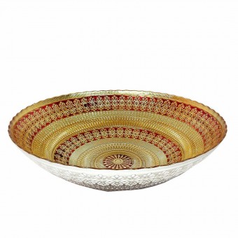 3789 CENTRO DE MESA DE VIDRO ANCARA VERMELHO 33X33X9CM